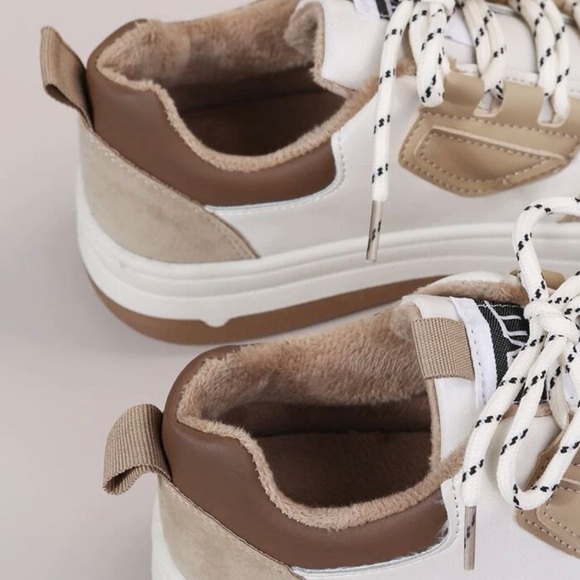 Colorblock White and Khaki Sneaker - Picture 4 of 5